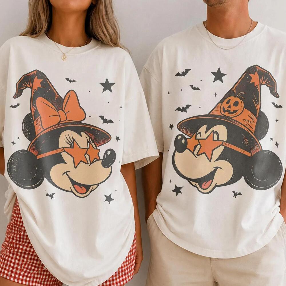 Retro Mickey Minnie Witch Halloween Shirt, Matching